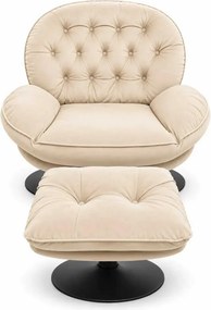 LuxuryForm DESIGN Otočné kreslo LUNA s podnožkou - krémové