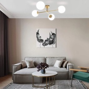 Toolight Tutumi, stropná lampa sklenené gule 4xE27 APP1248-4CP, zlatá lesklá, OSW-14037