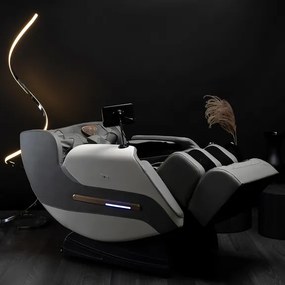 Masážne kreslo GALACTICO  sivé, ekokoža, anglické menu