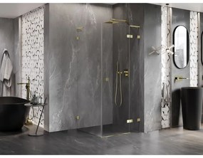 Mexen Lunar, L výklopný sprchový kút pravý 70 x 70 cm, 8mm číre sklo, zlatý profil, 834L-070-070-50-00-P
