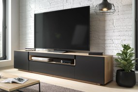 TV stolík Loftia 200 cm s otvorenou policou - dub artisan / čierny mat