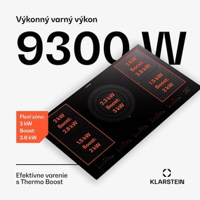 Klarstein Masterzone 90 Flex, indukčná varná doska, max. 12 600 W, vstavaná, 5 zón, 2 Flex zóny, technológia ThermoBoost, Smart Flex