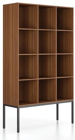 Regál FRAME, s čiernou podnožou, 1299 x 450 x 2185 mm, orech