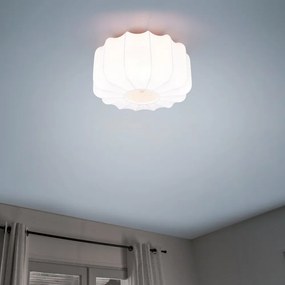 Biele kovové stropné svietidlo s textilným tienidlom ø 40 cm Madleine – Reality