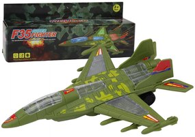 Lean Toys Zelená vojenská stíhačka – svetelné a zvukové efekty