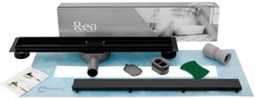 Rea Neo Pro, 50cm lineárny odtokový žľab 2v1 s 360stupňovým sifónom, čierna, REA-G0999