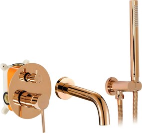 Rea Lungo, podomietková vaňová batéria s ručnou sprchovou sadou + BOX, ružové zlato, REA-B6930