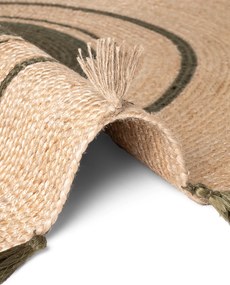 Hanse Home, Kusový koberec Jute Braided 106330 Natural Green kruh, 150x150 (priemer) kruh, zelená, chodba / predsieň