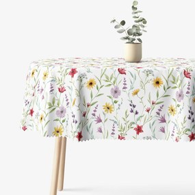 Goldea oválny teflónový obrus - farebné jarné kvety 140 x 220 cm