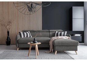 Tmavosivá zamatová rozkladacia rohová pohovka (pravý roh) Sweet Harmony – Miuform