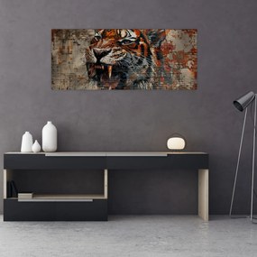 Obraz - Tiger z tehál (120x50 cm)