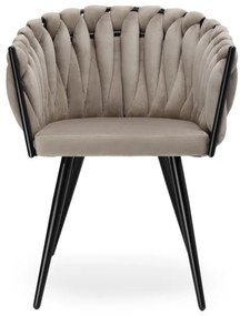 Jedálenská stolička ASTON zamatová, béžová / hnedá