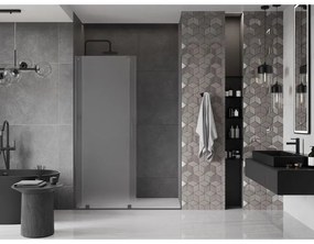 Mexen Velar, posuvné sprchové dvere do otvoru 160 cm, 8mm sklo námraza, brúsený grafit, 871-160-000-31-95