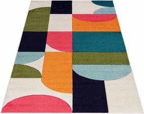 TA Viacfarebný geometrický abstraktný Koberec A098A CREAM/NAVY ATLANTA FMM Rozmer: 80x150 cm