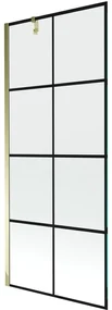 Mexen Next vaňová zástena jednokrídlová 80 x 150 cm, Čierny vzor, Zlatá - 895-080-000-00-77-50