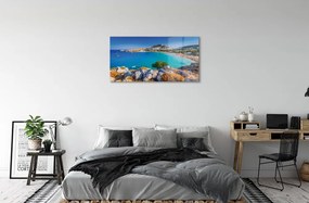Sklenený obraz Grécko pobrežie beach panorama 140x70 cm