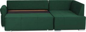 Rohová sedačka na trvalé spanie Island, tmavo zelená látka, pravý roh