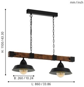 Eglo 44085 - Luster na reťazi OLDBURY 2xE27/60W/230V