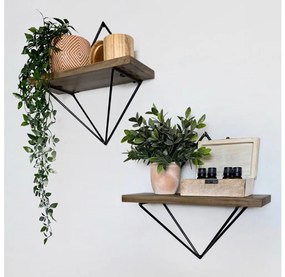 SADA 2x Nástenná polica smrek hnedá