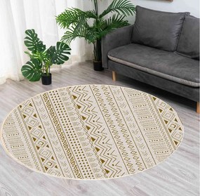 Okrúhly koberec Sahara – etno vzor v zemitých odtieňoch Rozmer: 90 cm