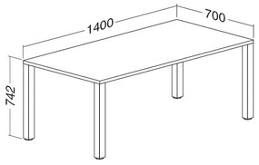 Stôl ProOffice B 70 x 140 cm, biela