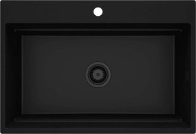 Deante Magnetic, 1-komorový granitový drez 760x520x220mm, čierna matná, DEA-ZRM_N10B