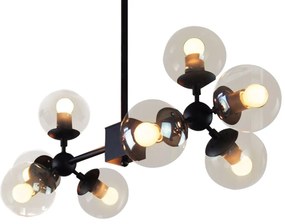 Toolight - Závesné stropné svietidlo 8xE27 APP269-8C, čierna + dymové sklo, OSW-00649