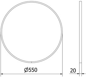Mexen Loft, okrúhle kúpeľňové zrkadlo 55 cm, farba rámu čierna matná, 9850-055-055-000-70