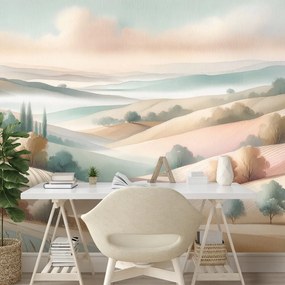 Fototapeta pastelová krajina s jemnými kopčekmi