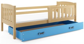 Interbeds Jednolôžková posteľ Kubus2 prírodná 190x90 s matracom a šuplíkom - modrá