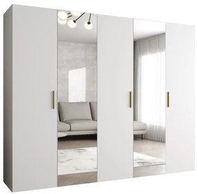 Šatníková skriňa 250 cm Borry 2 (biela + zlatá). Akcia -20%. Vlastná spoľahlivá doprava až k Vám domov. 1125837