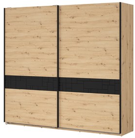 Šatníková skriňa BRW Pont SZF/240 (dub artisan + čierna matná). Akcia -18%. Vlastná spoľahlivá doprava až k Vám domov. 1063046