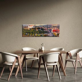 Obraz - Panorama Bratislavy, Slovensko (s hodinami) (90x30 cm)