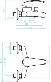 Kuchinox Kakadu, nástenná vaňová batéria, biela, LAV-BKK_610D