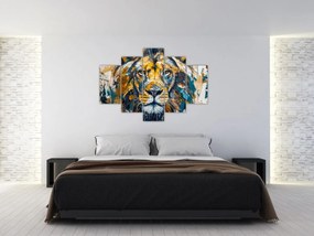 Obraz - Abstraktná olejomaľba s levom (150x105 cm)