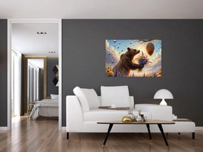 Obraz - Medveď a včielky (90x60 cm)