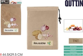 QUTTIN Vrecko na zemiaky, cibuľu alebo cesnak, REAUSABLE, hnedé 44,5 x 29,5 cm