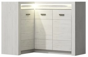 Rohová komoda Nadenas N15 O (dub craft biely) (s teplým LED bielym osvetlením). Vlastná spoľahlivá doprava až k Vám domov. 1104885
