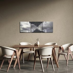 Obraz - Hory na Islande, geometrická koláž (s hodinami) (90x30 cm)