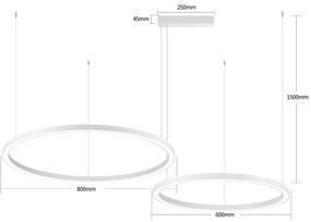 Brilagi - LED Stmievateľný luster na lanku PORTOFINO LED/98W/230V biely + diaľkové ovládanie