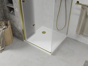 Mexen Lima sprchovací kút 80x80cm, 6mm sklo, zlatý profil - číre sklo + Slim sprchová vanička - 856-080-080-50-00-4010
