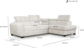 Rohová sedacia súprava Rico, pravá, sivá - aragon 90