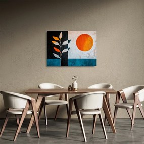 Sklenený obraz - Abstrakcia rastliny a slnka (70x50 cm)
