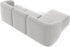 Svetlosivá zamatová rohová pohovka (ľavý roh/s leňoškou) Lani – Makamii