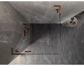 Mexen Lunar, L sklápací sprchový kút ľavý 80 x 80 cm, 8mm číre sklo, profil ružové zlato, 834L-080-080-60-00-L