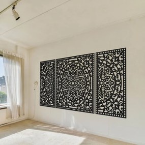 Drevená nástenná dekorácia trojdielna mandala do interiéru | SENTOP HDF0514-B