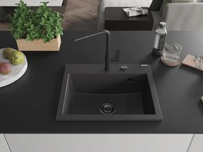 Mexen Oscar, 1-komorový granitový drez 580x490x205 mm, čierna škvrnitá, 6519581000-76-B