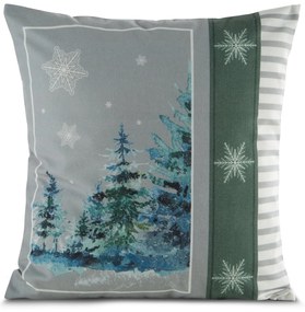 VIANOČNÁ DEKORAČNÁ OBLIEČKA NA VANKÚŠ FOREST1 45X45 CM VZOROVANÁ