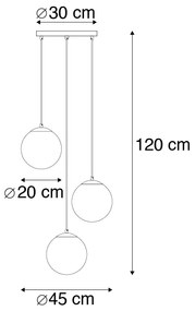 Inteligentné závesné svietidlo mosadzné vrátane 3 WiFi ST64 s modrým sklom - Pallon