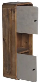 furniture-nabytek.cz - Masivní koupelnová skříňka Dingle z recyklované borovice a MDF, lakovaná, přírodní / šedá – 40×25×110 cm